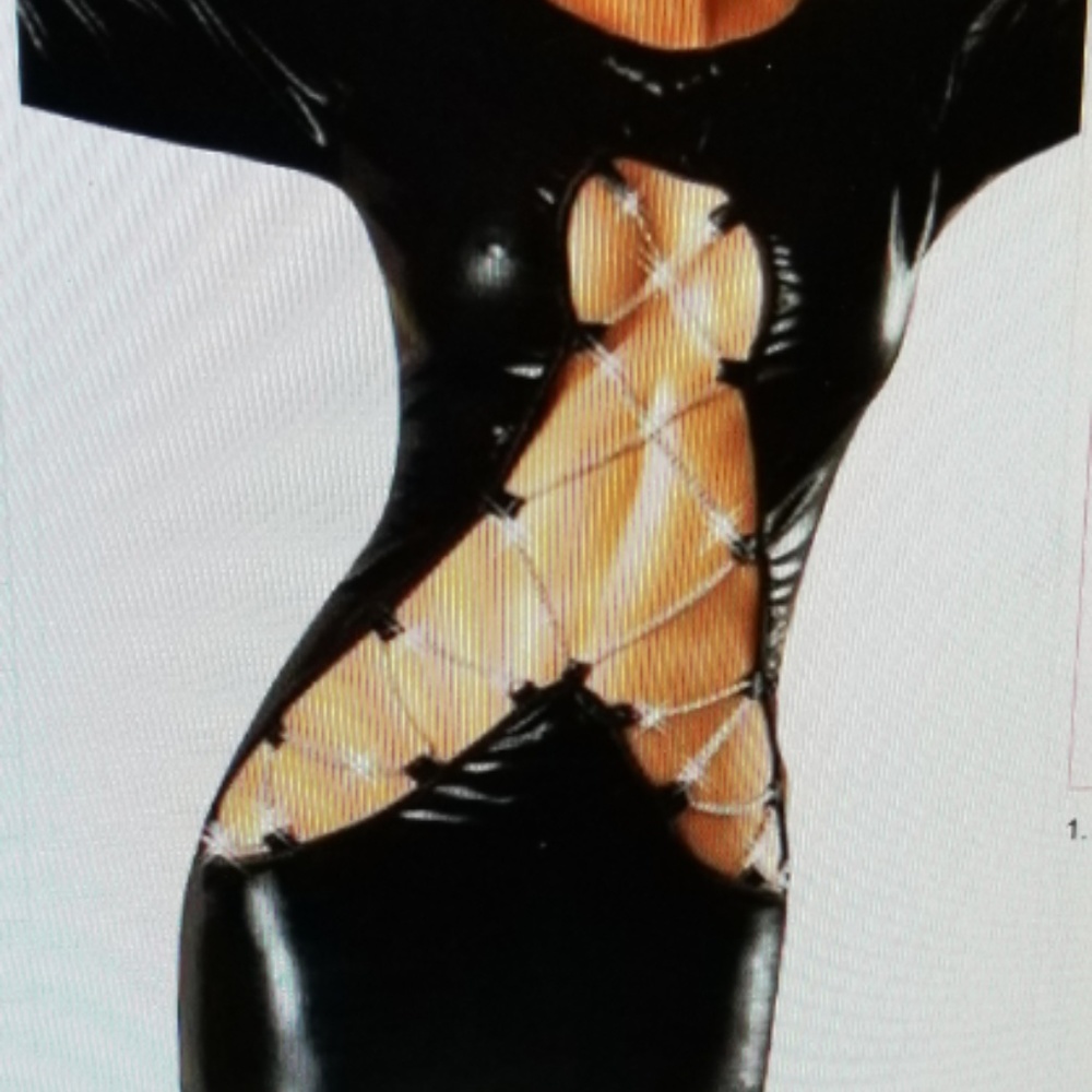 Black Long Sleeve Faux/Leather Lace Up Front With